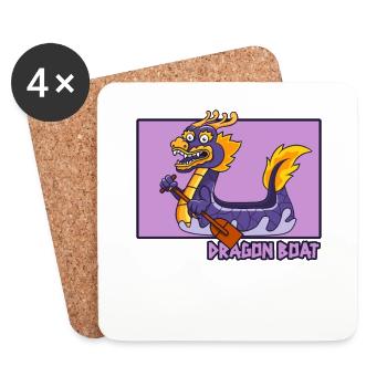 Dragon Boat Doodle Équipe de tambours chinois Hanzi - Dessous de verre (lot de 4) - blanc - Devant
