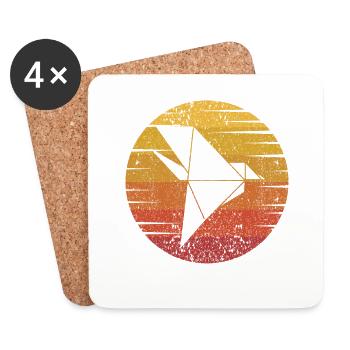Retro Eule Papierkranich Falten Meister Origami - Untersetzer (4er-Set) - Weiß - Vorne