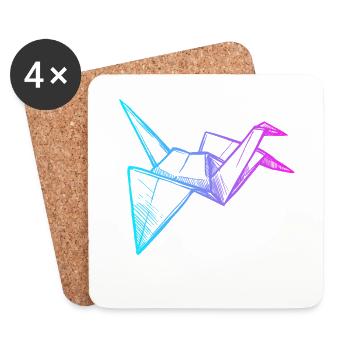 Falten Eule Papierkranich Meister Origami - Untersetzer (4er-Set) - Weiß - Vorne