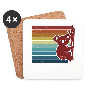 Retro Koalabear Phascolarctos Cinereus Eucalyptus - Coasters (set of 4) - white - Front
