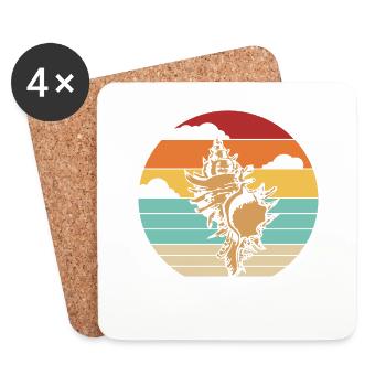 Retro Shell Shelling Bag Bivalvia Hunter Seashell - Coasters (set of 4) - white - Front