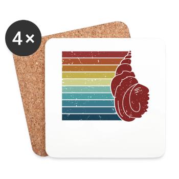 Retro Bivalvia Shell Shelling Bag Hunter Seashell - Coasters (set of 4) - white - Front