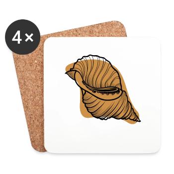 Lineart Bivalvia Shell Shelling Bag Seashell - Coasters (set of 4) - white - Front