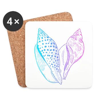 Shelling Bag Bivalvia Shell Hunter Seashell - Coasters (set of 4) - white - Front