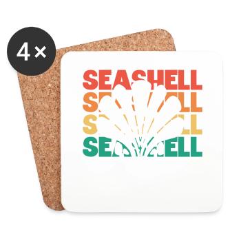 Retro Silhouette Shelling Bag Bivalvia Seashell - Coasters (set of 4) - white - Front