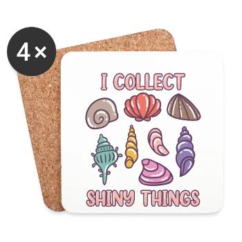 I Collect Shiny Things Bivalvia Shell Seashell - Coasters (set of 4) - white - Front