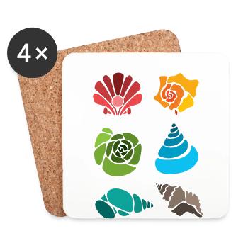 Shell Shelling Bag Bivalvia Hunter Seashell - Coasters (set of 4) - white - Front