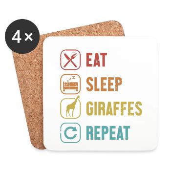 Eat Sleep Giraffes Repeat Giraffidae Nubian - Coasters (set of 4) - white - Front