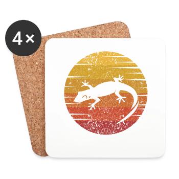 Retro Lizard Gekkota Crested Gecko Expert Leopard - Coasters (set of 4) - white - Front