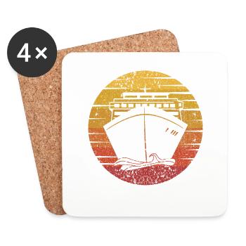 Bateau de croisière rétro Croisière équipage Passangers Croisière - Dessous de verre (lot de 4) - blanc - Devant