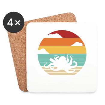 Retro Cephalopoda Octopodes Octopoda Lover Octopus - Coasters (set of 4) - white - Front