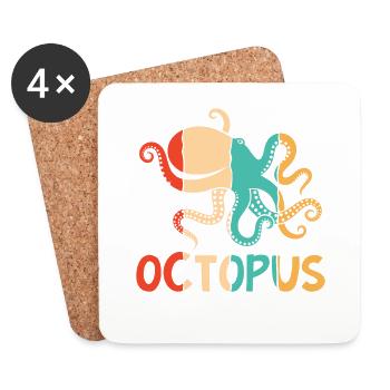 Retro Cephalopoda Octopodes Octopoda Lover Octopus - Coasters (set of 4) - white - Front