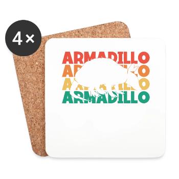 Armadillo Retro Text Pink Fairy Chlamyphoridae - Coasters (set of 4) - white - Front