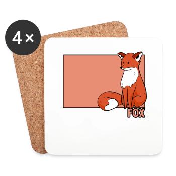 Fox Doodle Chinese Hanzi Canidae Caninae Red Fox - Coasters (set of 4) - white - Front