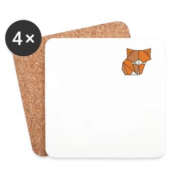 Renard Logo Emblème Caninae Renard roux Canidés Amoureux du renard - Dessous de verre (lot de 4) - blanc - Devant
