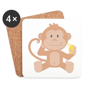 Monkey with banana - Coasters (set of 4) - white - Front