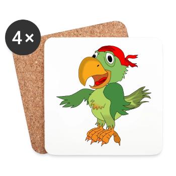 Papagei - Untersetzer (4er-Set) - Weiß - Vorne
