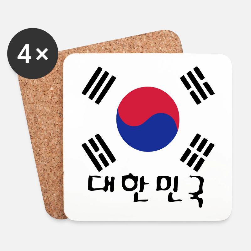 Südkorea Flagge & Korean txt - Untersetzer (4er-Set) - Weiß