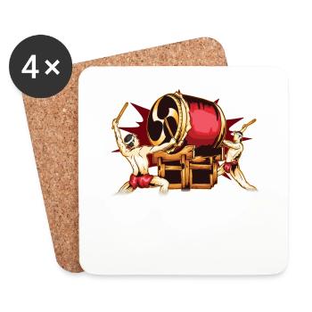 Male Taiko Drummers Mitsudomoe Graphic Design - Coasters (set of 4) - white - Front