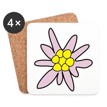 Edelweiss, fleur - Dessous de verre (lot de 4) - blanc - Devant