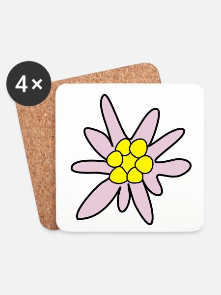 Edelweiss - Untersetzer (4er-Set) - Weiß