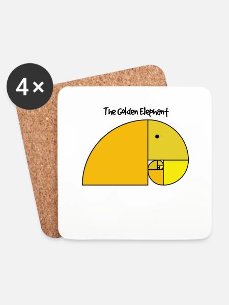 Fibonacci Elephant - Goldener Schnitt Elefant - Untersetzer (4er-Set) - Weiß