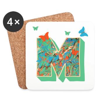 e 4 papillons m - Dessous de verre (lot de 4) - blanc - Devant