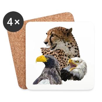 Cheetah and pygmies - Coasters (set of 4) - white - Front