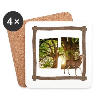 forest with deer h - Coasters (set of 4) - white - Front
