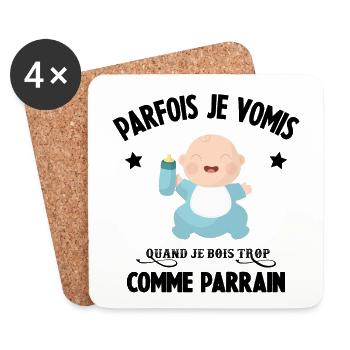 Parfois je vomis comme parrain quand je bois trop - Dessous de verre (lot de 4) - blanc - Devant