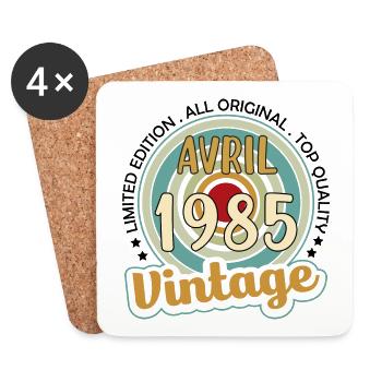 Vintage Flourish Cadeau Anniversaire Avril 1985 - Dessous de verre (lot de 4) - blanc - Devant