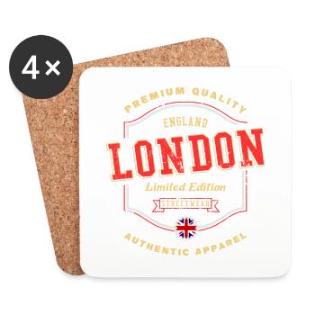 Londres Angleterre Royaume-Uni City Font Vintage Retro - Dessous de verre (lot de 4) - blanc - Devant