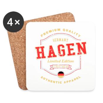 Hagen Germany City Font Vintage Retro - Coasters (set of 4) - white - Front
