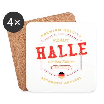 Halle Deutschland Stadt Schrift Vintage Retro - Untersetzer (4er-Set) - Weiß - Vorne