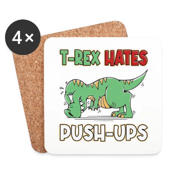 T-Rex Hates Push-Ups Liegestütze Lustig Humor - Untersetzer (4er-Set) - Weiß - Vorne