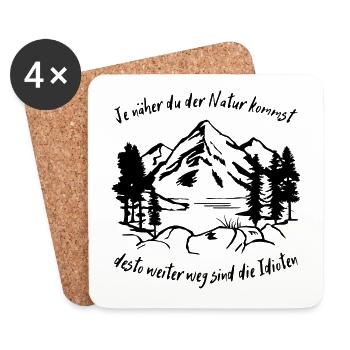 Natur, Wandern, Bergsteigen, Lustige Sprüche - Untersetzer (4er-Set) - Weiß - Vorne