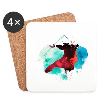 Handball Handballspieler Handballer Splash Bunt - Untersetzer (4er-Set) - Weiß - Vorne