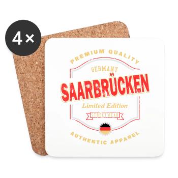 Sarrebruck Allemagne Ville Vintage Rétro - Dessous de verre (lot de 4) - blanc - Devant