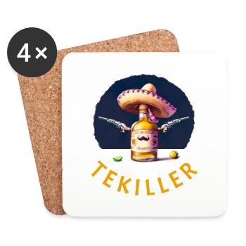 Tekiller Tequila Sombrero Alkohol Revolver Mexico - Untersetzer (4er-Set) - Weiß - Vorne