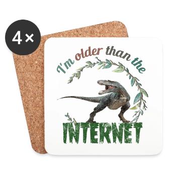 I'm older than the Internet + Dinosaur retro - Coasters (set of 4) - white - Front