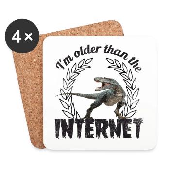 I'm older than the Internet + Dinosaur retro - Coasters (set of 4) - white - Front