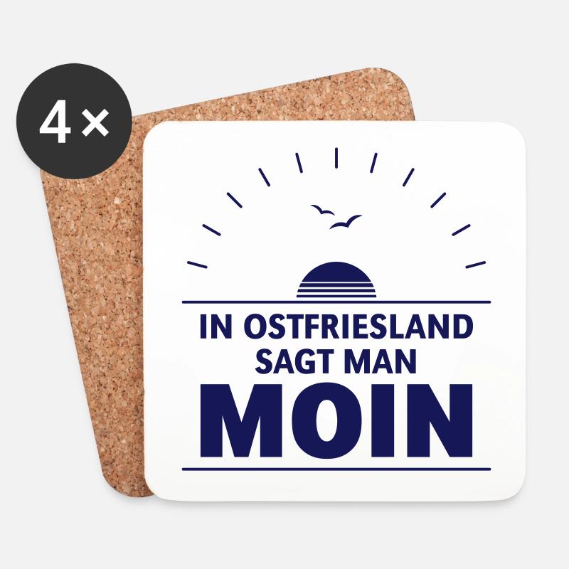 In Ostfriesland Sagt Man Moin (Plattdeutsch, Navy) - Untersetzer (4er-Set) - Weiß