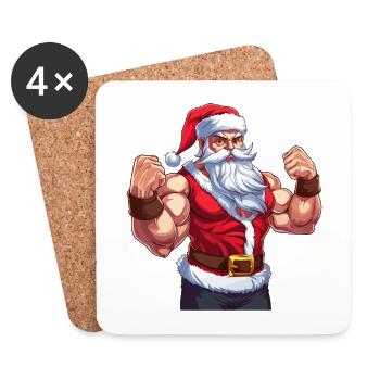 Bain Père Noël Muscles Fort Noël - Dessous de verre (lot de 4) - blanc - Devant