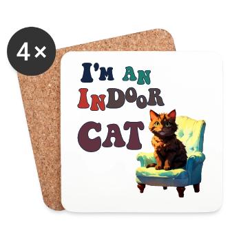 Je suis un chat d’intérieur - Dessous de verre (lot de 4) - blanc - Devant