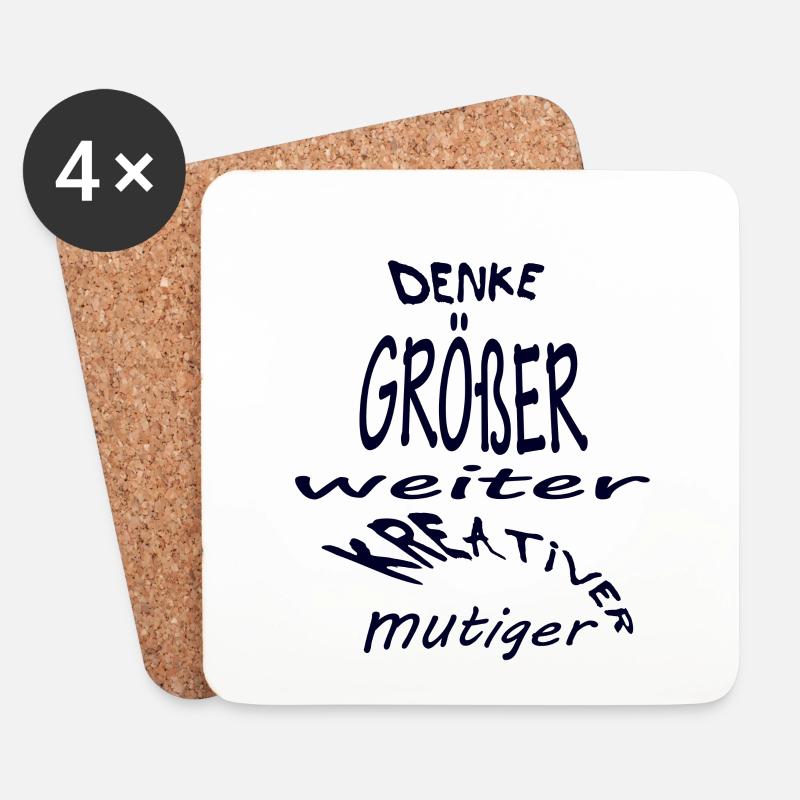 Denke größer, weiter, kreativer, mutig - Untersetzer (4er-Set) - Weiß
