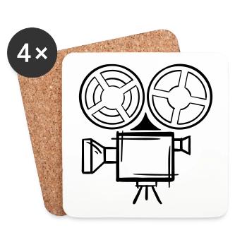 Film camera drawing. Hand-marked. Filmmaker - Coasters (set of 4) - white - Front