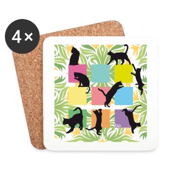 Cats/Katzen Home - Bo-Grafik - Untersetzer (4er-Set) - Weiß - Vorne