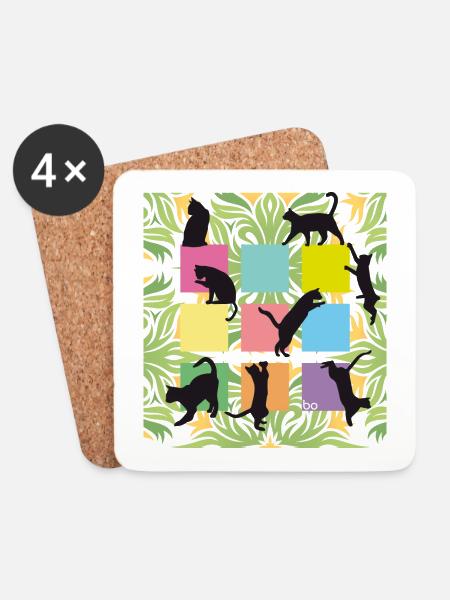 Cats/Katzen Home - Bo-Grafik - Untersetzer (4er-Set) - Weiß