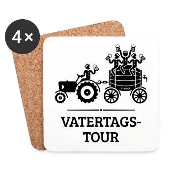 Vatertagstour Trecker Bierfass (Vatertag / Black) - Untersetzer (4er-Set) - Weiß - Vorne