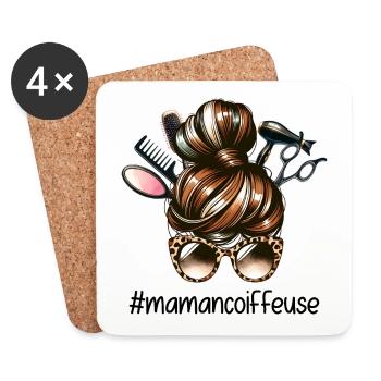 Brötchen Mutter Friseur Super Mom Friseur - Untersetzer (4er-Set) - Weiß - Vorne